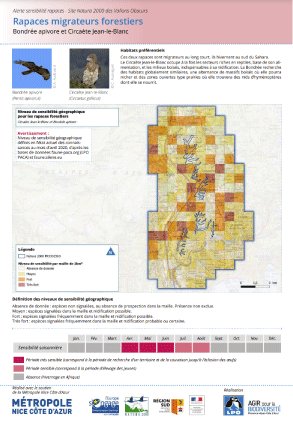 Carte d'alerte rapaces migrateurs forestiers - N2000 Vallons Obscurs  © LPO PACA - MNCA