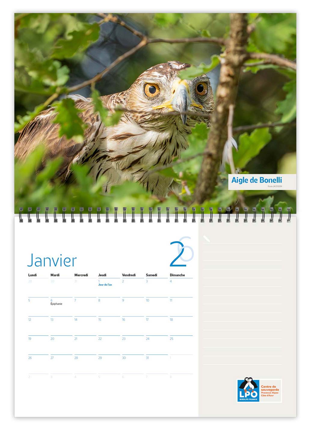 Calendrier 2026 du Centre régional de sauvegarde de la faune sauvage de Buoux