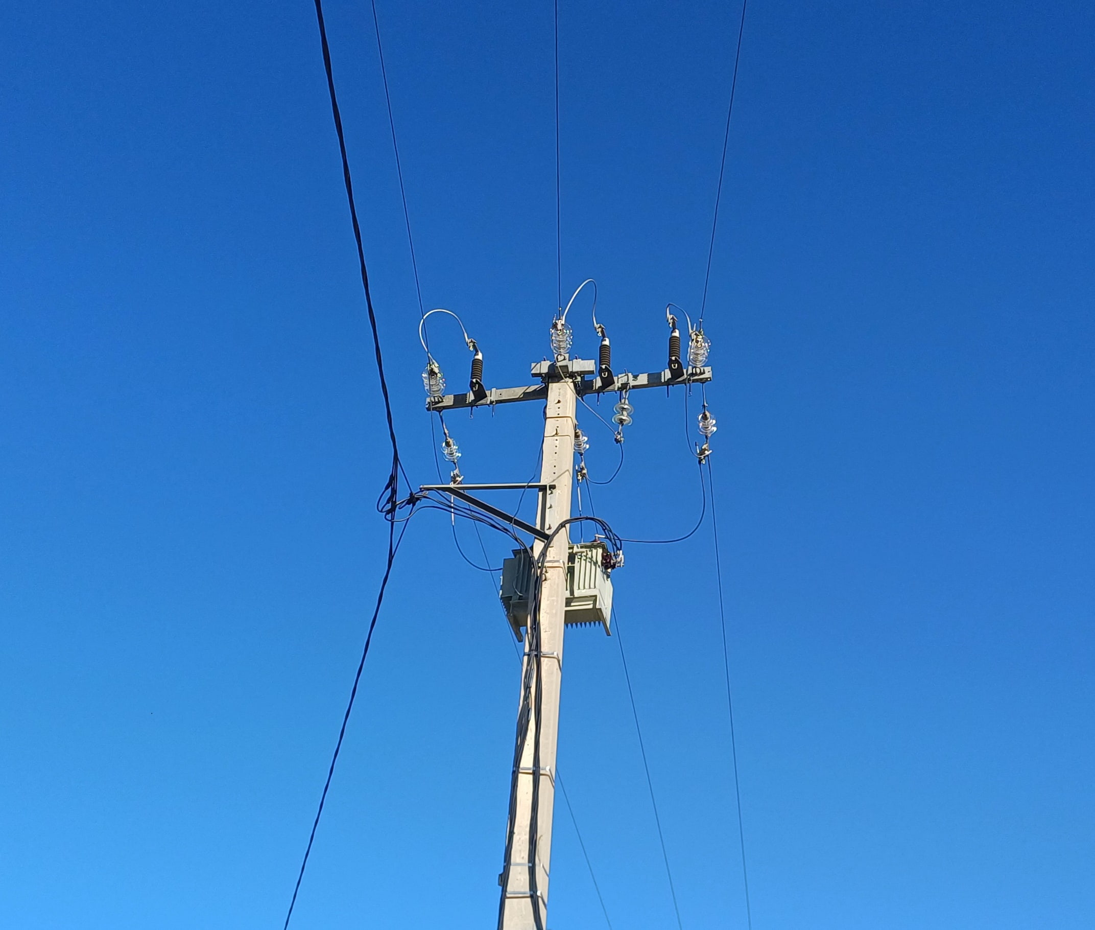 Poteau avec des câbles gainés © LPO PACA