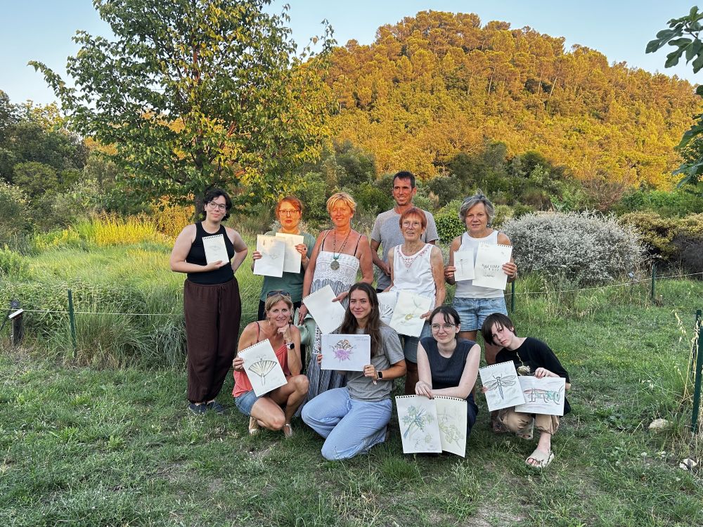 Atelier d'initiation au dessin naturaliste au Jardin à papillons de l'Escarelle © LPO PACA - Emma Demeaux