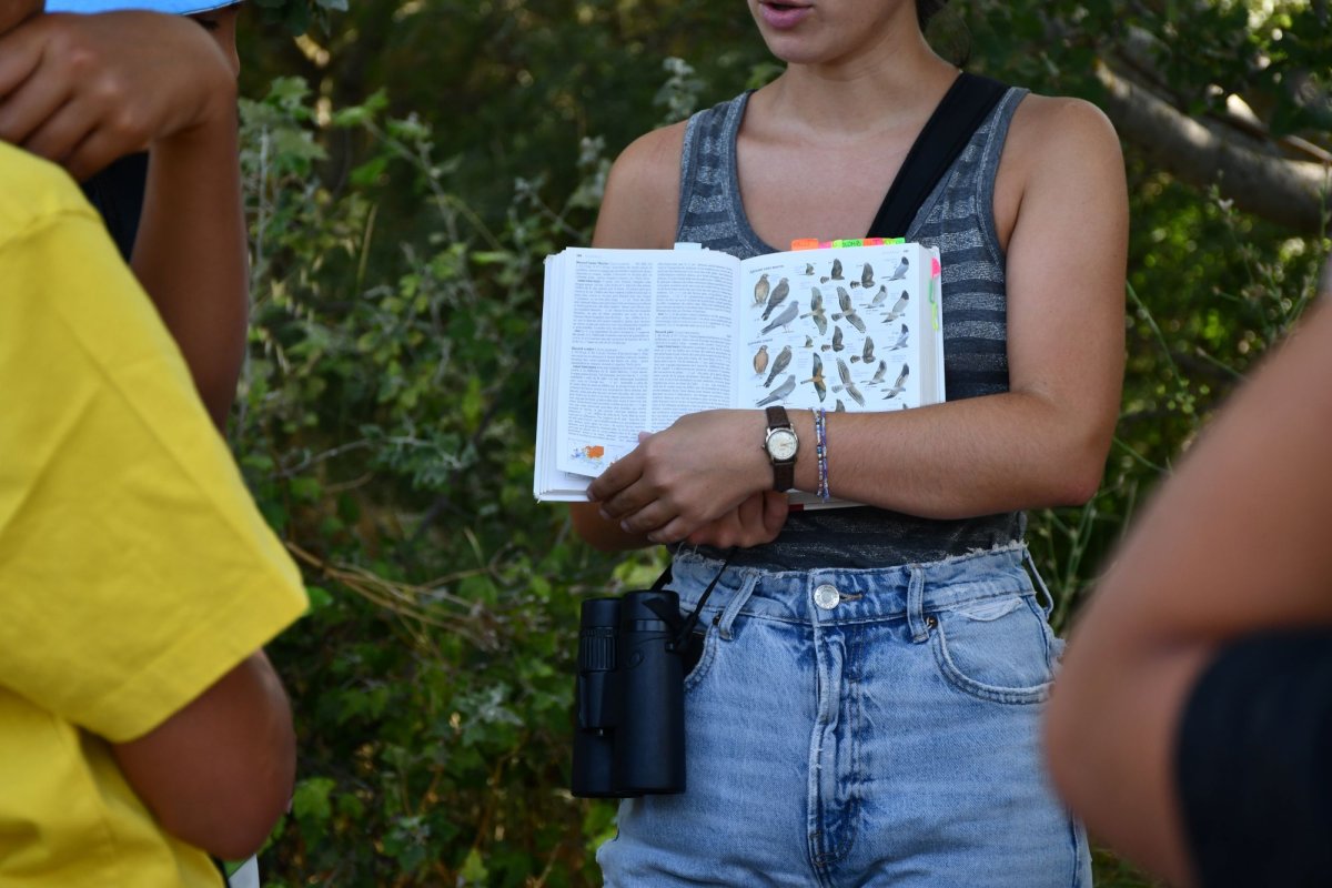 Rose BERGERON montre une page du guide ornithologique © Caroline GAUTHIER et Manon GALVIER Rose BERGERON montre une page du guide ornithologique © Caroline GAUTHIER et Manon GALVIER