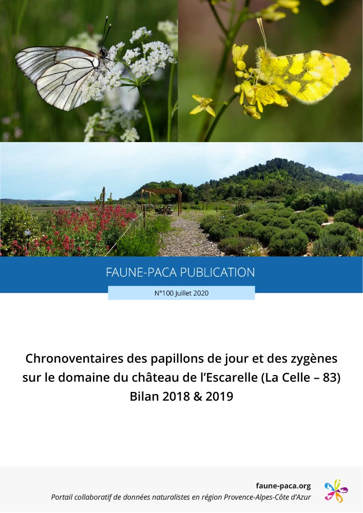 Faune-PACA Publication n°100 : Chronoventaires des papillons de jour et des zygènes sur le domaine du château de l’Escarelle (La Celle – 83) Bilan 2018 & 2019