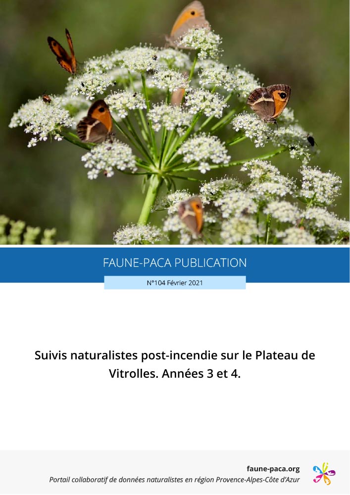 Faune-PACA Publication n°104 : Suivis naturalistes post-incendie sur le Plateau de Vitrolles. Année 3 et 4.