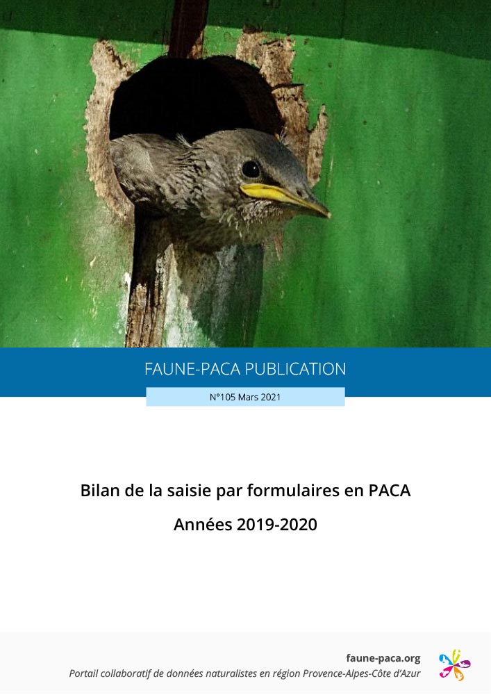 Faune-PACA Publication n°105 : Bilan de la saisie par formulaires en PACA, année 2019-2020