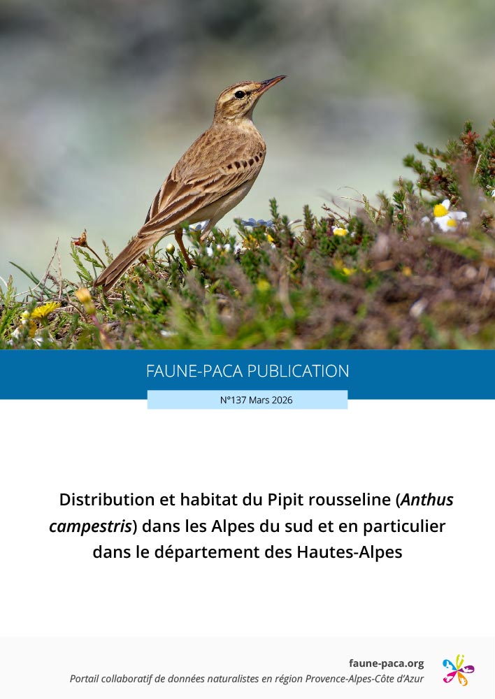 Faune-PACA Publication n°137 : Distribution et habitat du Pipit rousseline (Anthus campestris) dans les Alpes du sud et en particulier dans le département des Hautes-Alpes