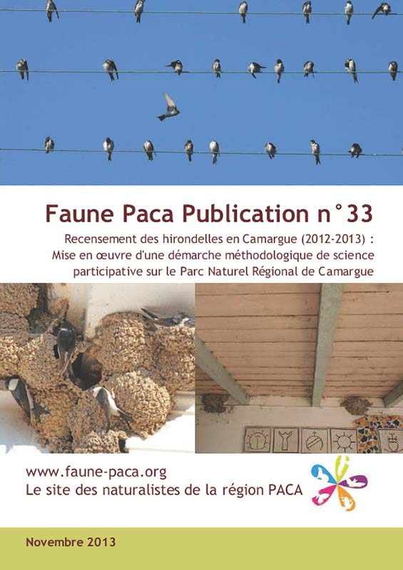 Faune Paca Publication n ° 33 : Recensement des hirondelles en Camargue (2012-2013) : Mise en œuvre d'une démarche méthodologique de science participative sur le Parc Naturel Régional de Camargue 
