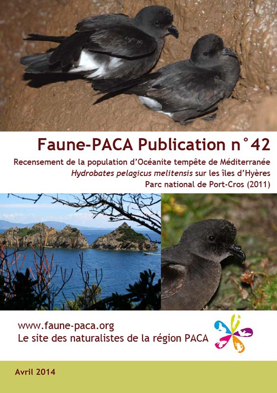 Faune-PACA Publication n°42 : Recensement de la population d’Océanite tempête de Méditerranée Hydrobates pelagicus melitensis sur les îles d’Hyères Parc national de Port-Cros (2011)