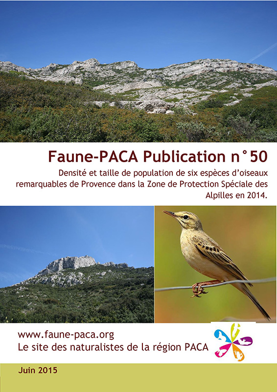 Faune-PACA Publication n°50 : Densité et taille de population de six espèces d’oiseaux remarquables de Provence dans la Zone de Protection Spéciale des Alpilles en 2014