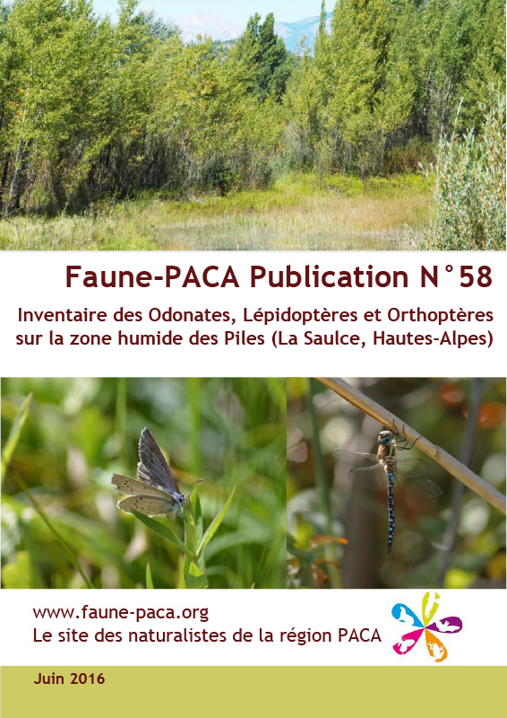 Faune-Paca Publication n°58 : Inventaire des odonates, lépidoptères et orthoptères sur la zone humide des Piles