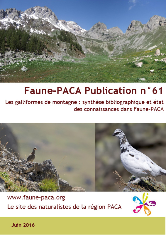 Faune-Paca Publication n°61 : Les galliformes de montagne : synthèse bibliographique et état des connaissances dans Faune-PACA